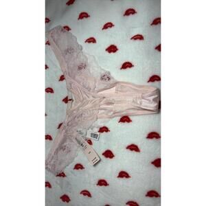 Victoria's Secret Lace And Satin Pink High Leg Thong Size M NWT